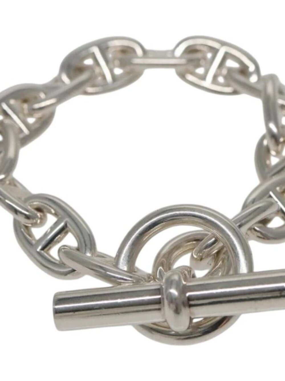 HERMES Chaine d'Ancre MM Bracelet Ag925 14 Links Silver Auth 134932SM